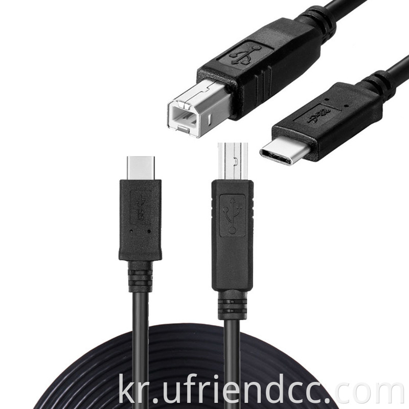 맞춤형 고속 480m 데이터 USB 유형 C에서 USB 2.0 B 수컷 프린터 스캐너 MIDI 케이블